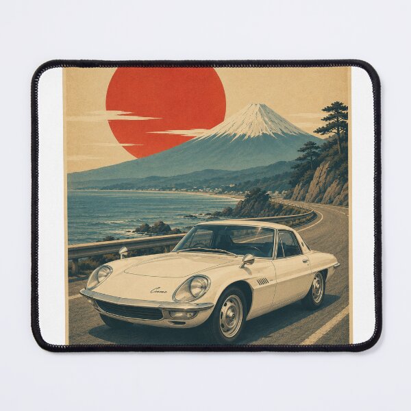 Item preview, Luxury retro Japanese sports car ivory white late-1960s rotary coupe minimalist designed and sold by Traceursniper.