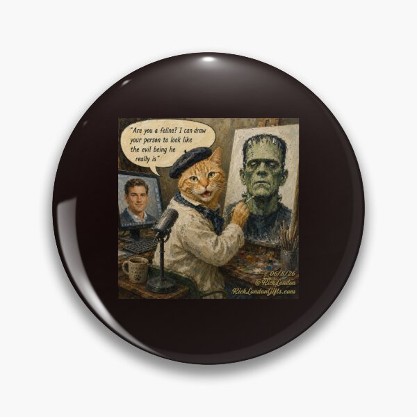 Item preview, Cat Painter Turns Humans Into Monsters — Funny Rick London Cartoon designed and sold by Rick London Gifts.