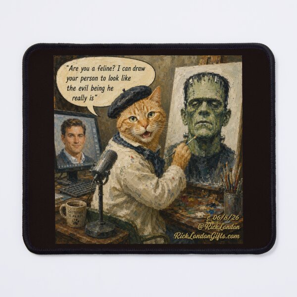 Item preview, Cat Painter Turns Humans Into Monsters — Funny Rick London Cartoon designed and sold by Rick London Gifts.
