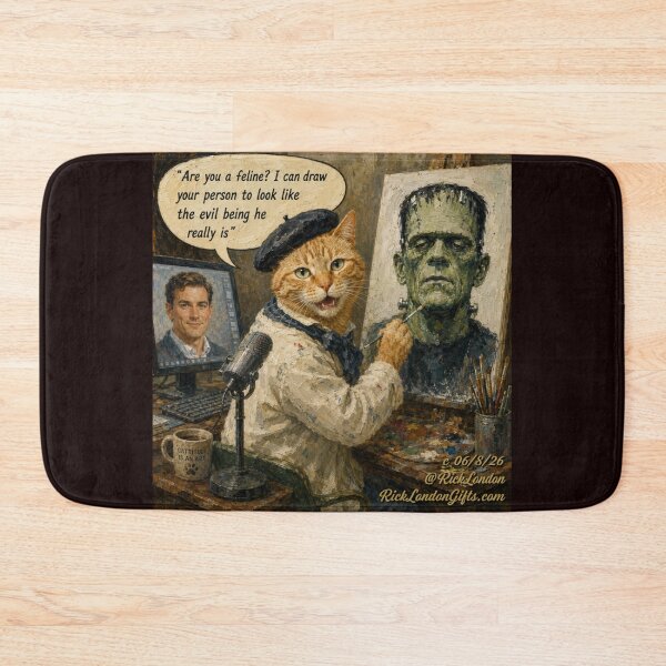 Item preview, Cat Painter Turns Humans Into Monsters — Funny Rick London Cartoon designed and sold by Rick London Gifts.