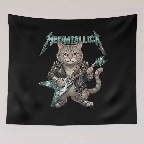 Item preview, Meowtallica — Funny Rock Cat Heavy Metal Parody Design designed and sold by Planet Utoppia.