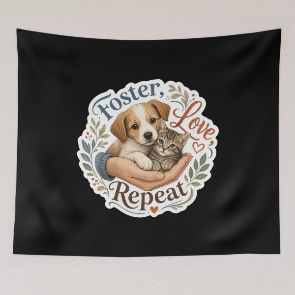 Item preview, Foster Love Repeat Animal Rescue Sticker  designed and sold by Sketchlegacy.
