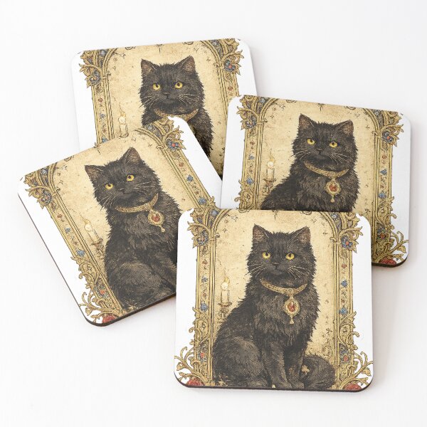Item preview, Medieval Gothic Black Cat Illustration designed and sold by KlyvoraPrints.