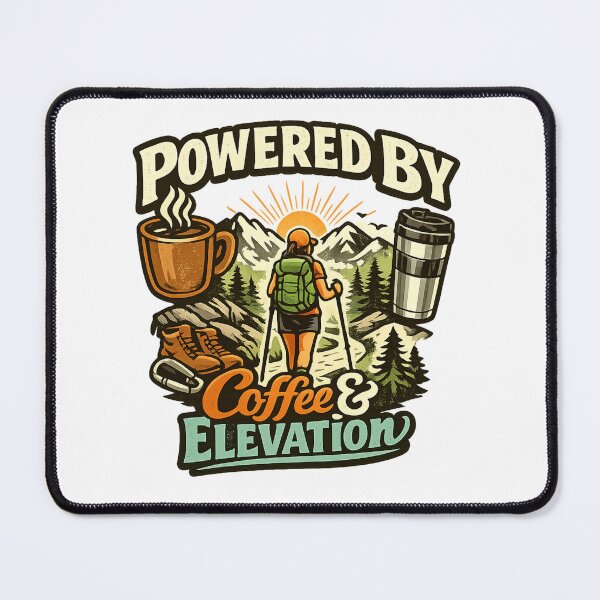 Item preview, Powered By Coffee & Elevation Female Hikers designed and sold by DPBTees70.
