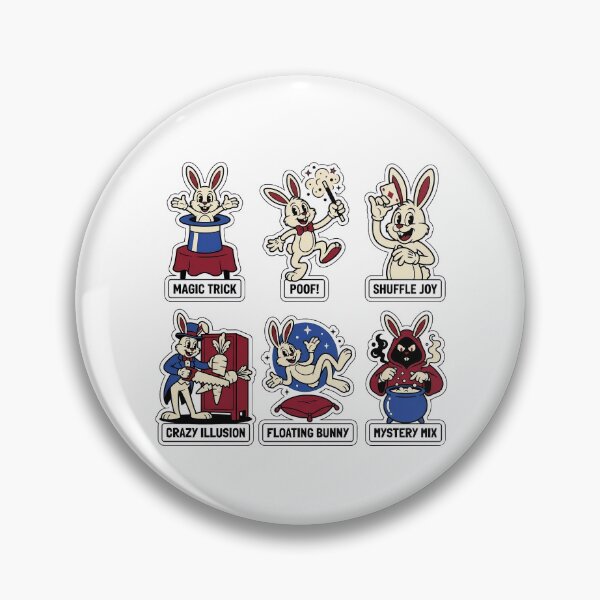 Artikelvorschau, Vintage-Sticker-Set mit Hasen-Zauberer – Retro-Magier- und Illusions-Wortspiele entworfen und verkauft von SimpleP.