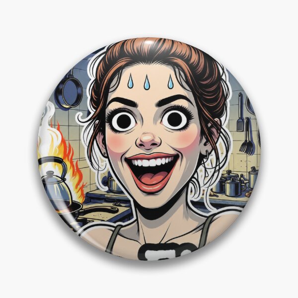 Item preview, I'm Fine Funny Stressed Woman Kitchen Chaos Art designed and sold by GlitchWorn.