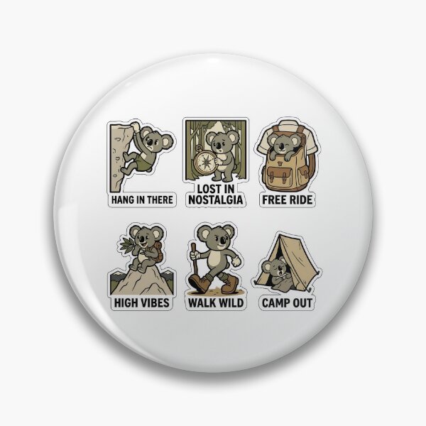 Item preview, Retro Koala Hiking Sticker Pack - Vintage Mountain & Travel Puns designed and sold by SimpleP.