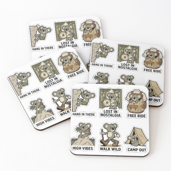 Item preview, Retro Koala Hiking Sticker Pack - Vintage Mountain & Travel Puns designed and sold by SimpleP.