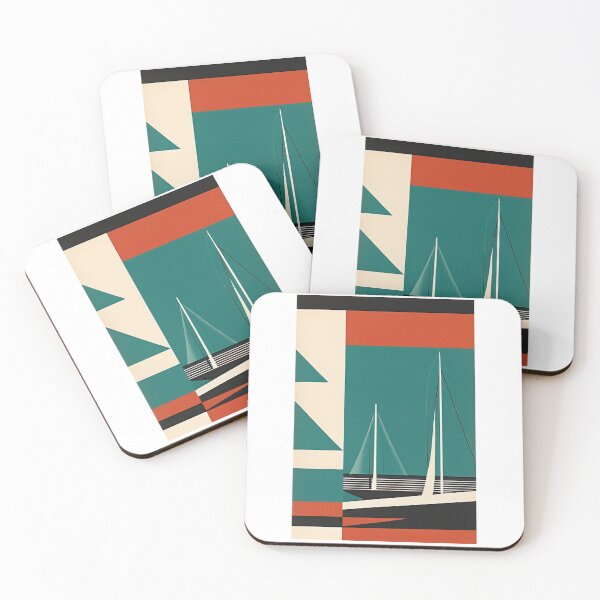 Item preview, Art - Art Deco Sailboats, Geometric Streamline Moderne Composition designed and sold by Reverso-Design.