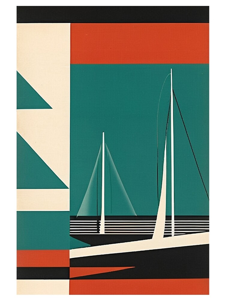 Thumbnail 5 von 5, A-Linien Kleid, Art - Art Deco Sailboats, Geometric Streamline Moderne Composition designt und verkauft von Reverso-Design.