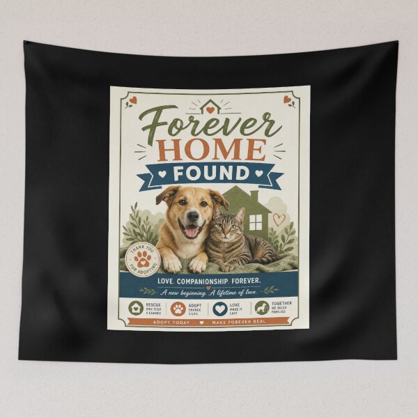 Item preview, Forever Home Found Pet Adoption Poster  designed and sold by Sketchlegacy.