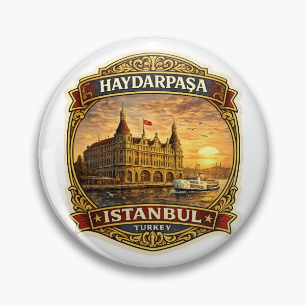 Item preview, Haydarpasa Station Istanbul Vintage Travel Badge Sticker | Turkey Landmark Souvenir designed and sold by DreamPaw Studio.