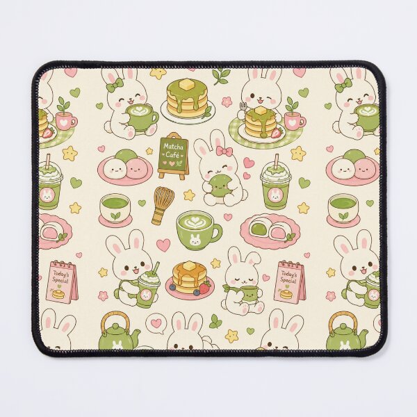 Item preview, Bunny Matcha Pancake Kawaii Pattern designed and sold by Soft Berry Studio.