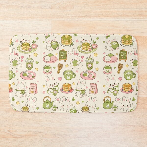Item preview, Bunny Matcha Pancake Kawaii Pattern designed and sold by Soft Berry Studio.