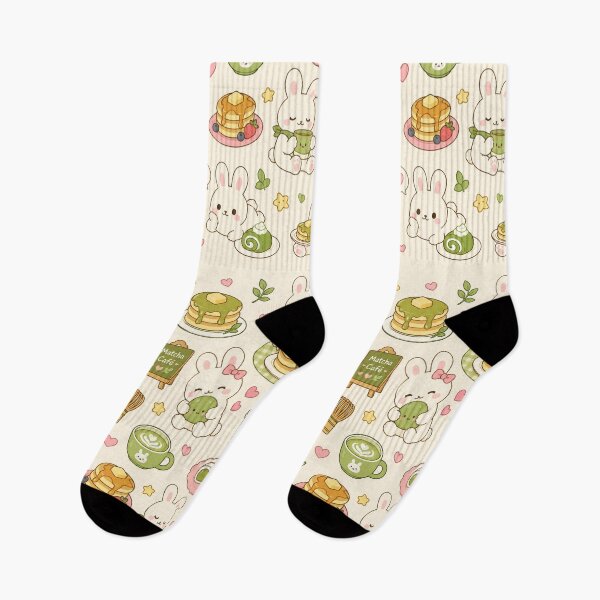 Item preview, Bunny Matcha Pancake Kawaii Pattern designed and sold by Soft Berry Studio.