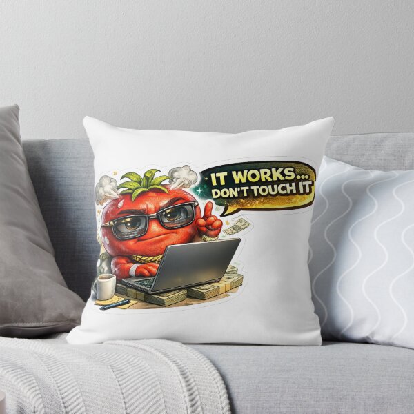 Item preview, TITLE: Funny Tomato Character It Works Don't Touch It Programmer Sticker designed and sold by Bhinfy.