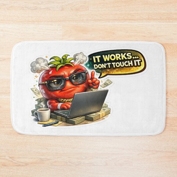Item preview, TITLE: Funny Tomato Character It Works Don't Touch It Programmer Sticker designed and sold by Bhinfy.