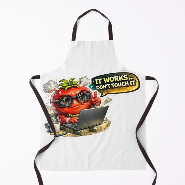 Item preview, TITLE: Funny Tomato Character It Works Don't Touch It Programmer Sticker designed and sold by Bhinfy.