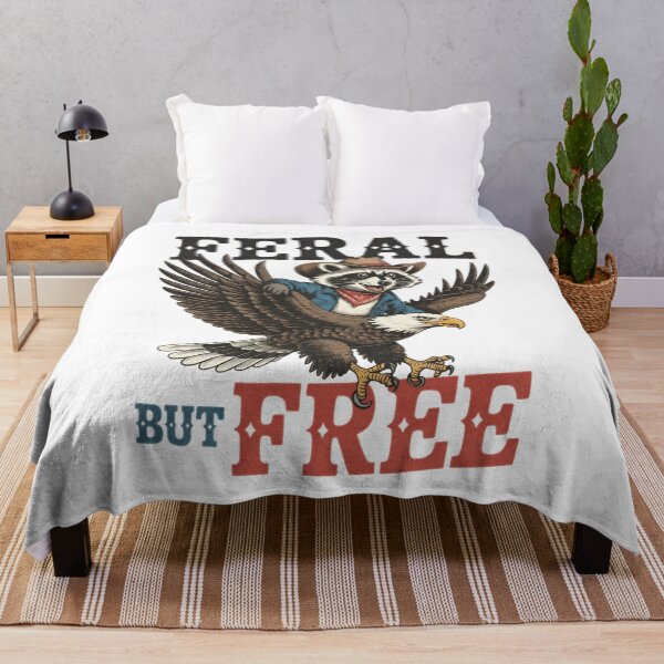 Item preview, Feral but Free Funny Raccoon on Bald Eagle designed and sold by emilypigou.