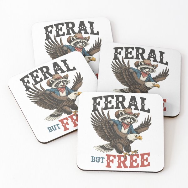 Item preview, Feral but Free Funny Raccoon on Bald Eagle designed and sold by emilypigou.