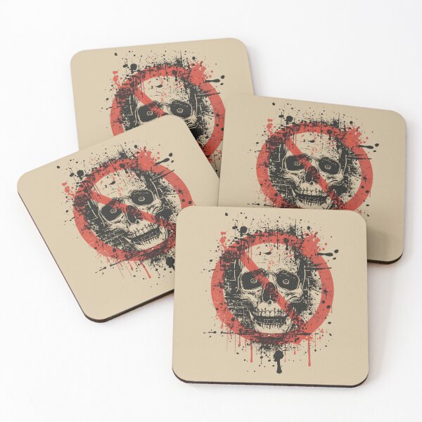Item preview, Distressed Red Prohibition Sign Skull Punk Trash Art designed and sold by ERODED SELF.