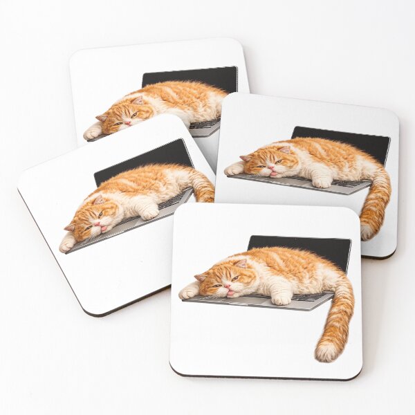 Item preview, Exhausted Ginger Cat Procrastinating on Laptop designed and sold by UvooArt.