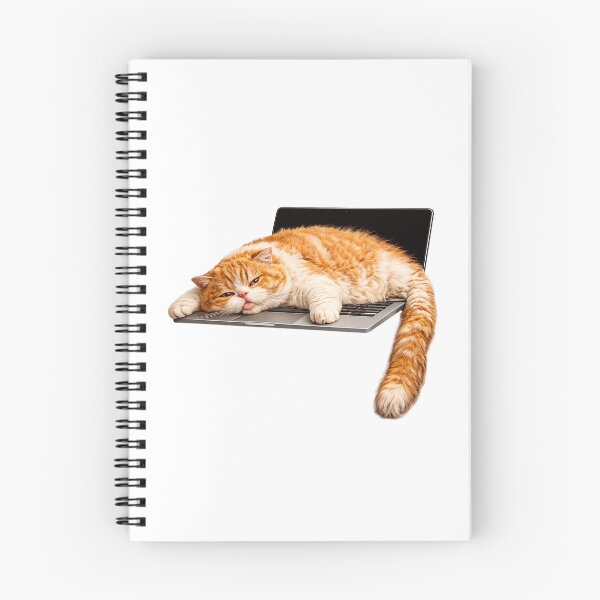 Item preview, Exhausted Ginger Cat Procrastinating on Laptop designed and sold by UvooArt.