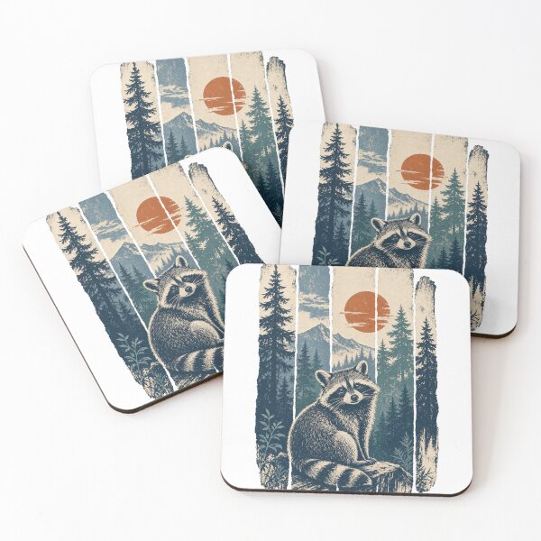 Item preview, Raccoon in the Misty Pine Forest designed and sold by VisualArtsOasis.
