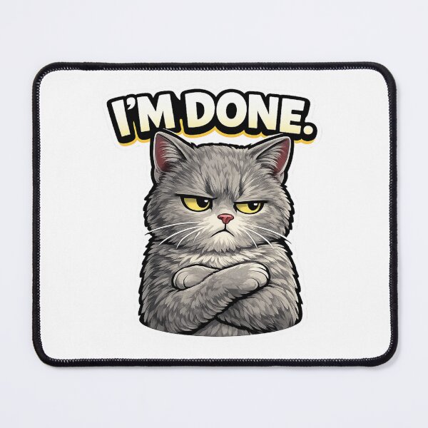 Item preview, Im Done Angry Grumpy Gray Cat Meme designed and sold by UvooArt.