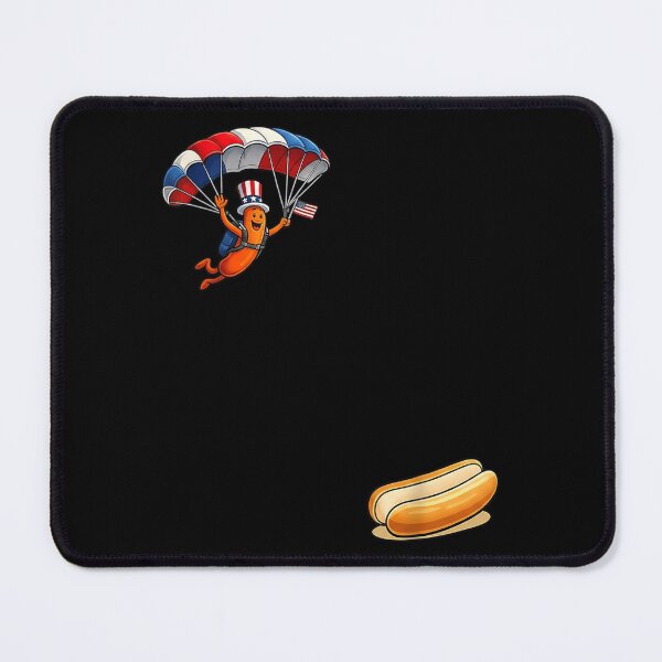 Item preview, Funny Patriotic Hot Dog Parachuting 4th Of July American Flag Cartoon designed and sold by EricCotanori.