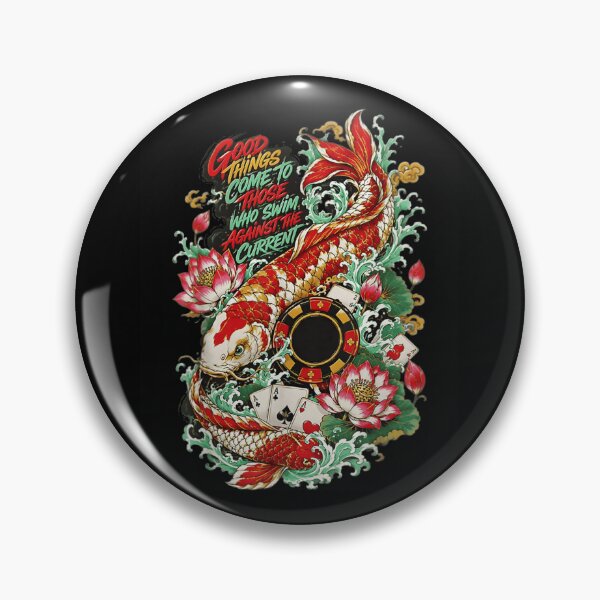 Item preview, Traditional Japanese Koi Fish Swimming Against Current Casino Poker Chip Art designed and sold by EricCotanori.