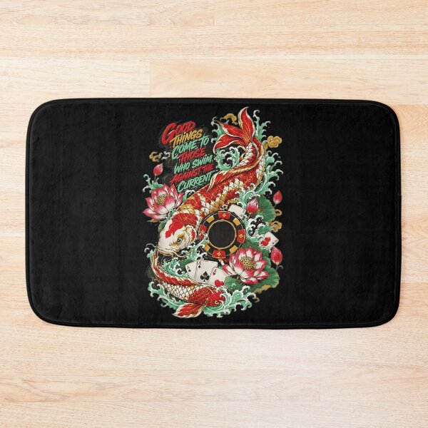 Item preview, Traditional Japanese Koi Fish Swimming Against Current Casino Poker Chip Art designed and sold by EricCotanori.
