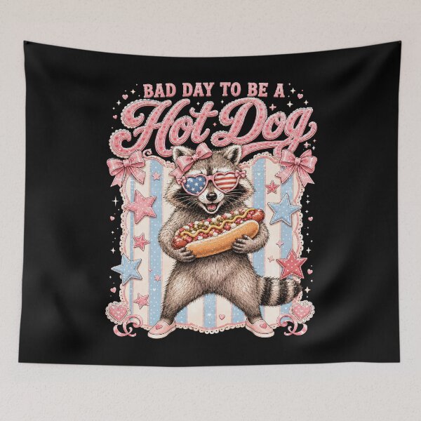 Item preview, Bad Day To Be a Hot Dog Funny Raccon Shirt, Hot Dog Shirt, Summer Tee, Bad Day to Be a Hotdog, Funny 4th of July Shirt, Labor Day designed and sold by THREE LITTLE BEANS.