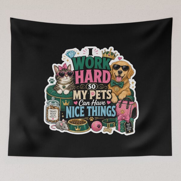 Item preview, I Work Hard So My Pets Can Have Nice Things Sticker  designed and sold by Sketchlegacy.