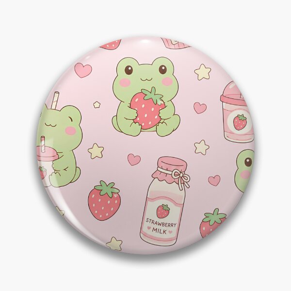 Item preview, Frog Strawberry Milk Pattern designed and sold by Soft Berry Studio.