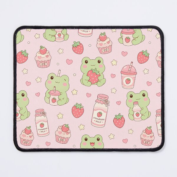 Item preview, Frog Strawberry Milk Pattern designed and sold by Soft Berry Studio.