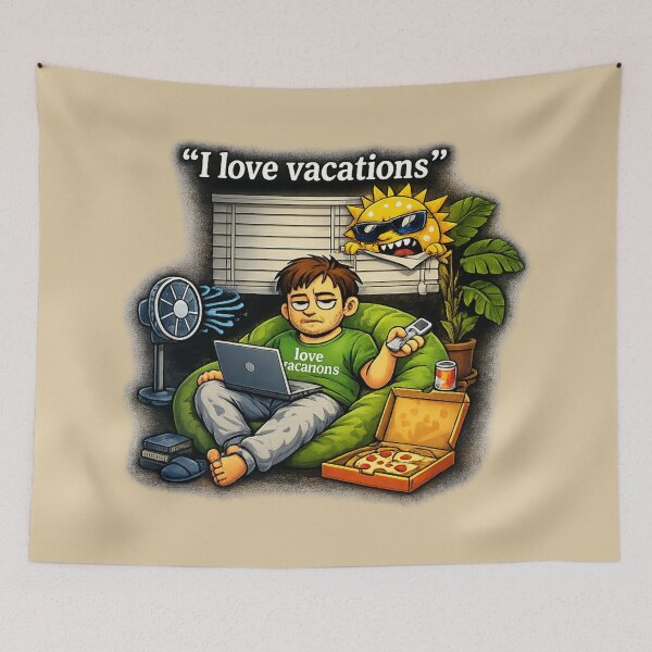 Item preview, “I Love Vacations” Funny Introvert Meme – Lazy Work From Home Sun Humor designed and sold by MartBook.
