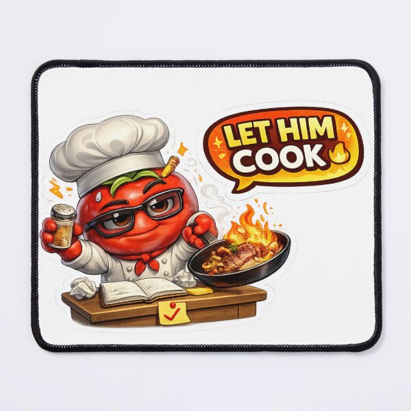 Item preview, Let Him Cook Funny Tomato Chef Meme Sticker designed and sold by Bhinfy.