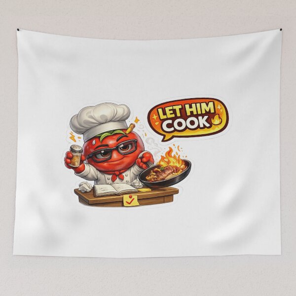 Item preview, Let Him Cook Funny Tomato Chef Meme Sticker designed and sold by Bhinfy.