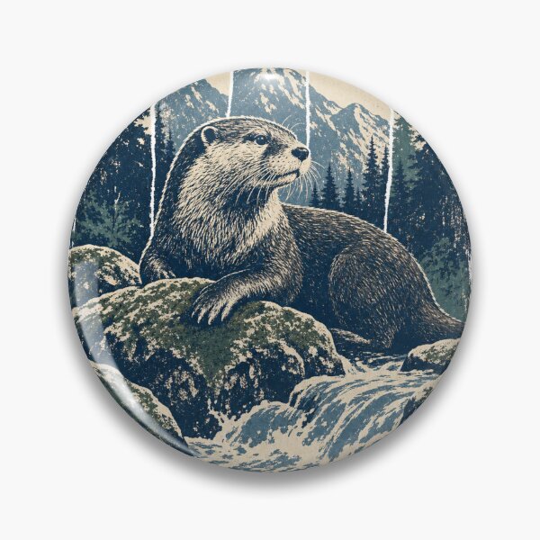 Item preview, River Otter on the Mossy Rocks designed and sold by VisualArtsOasis.