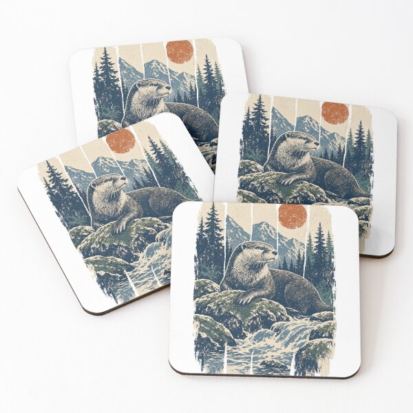 Item preview, River Otter on the Mossy Rocks designed and sold by VisualArtsOasis.