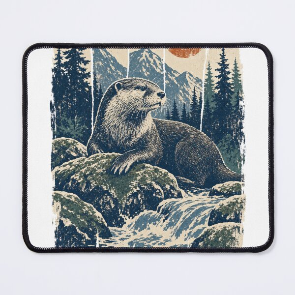 Item preview, River Otter on the Mossy Rocks designed and sold by VisualArtsOasis.
