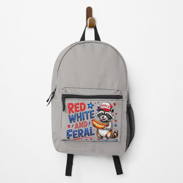 Item preview, Red White and Feral Funny Merica Raccoon designed and sold by emilypigou.