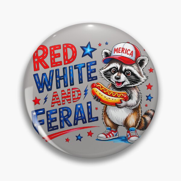 Item preview, Red White and Feral Funny Merica Raccoon designed and sold by emilypigou.