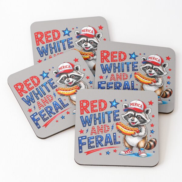 Item preview, Red White and Feral Funny Merica Raccoon designed and sold by emilypigou.