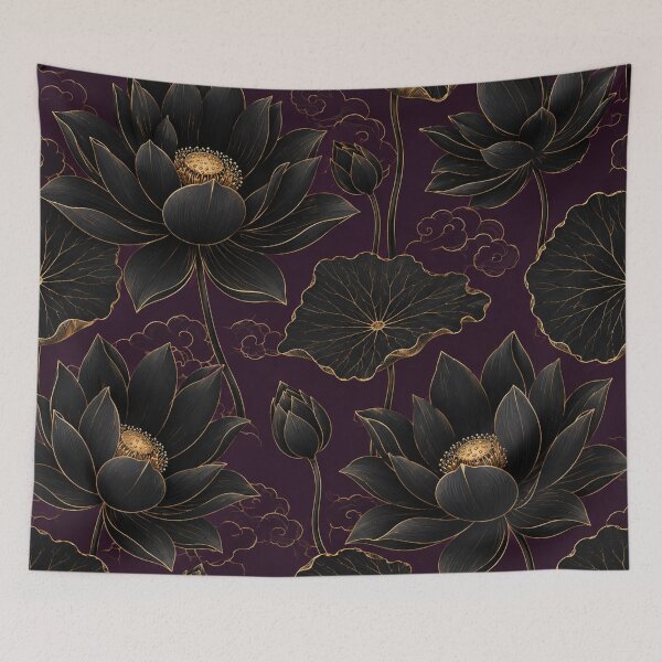 Item preview, Elegant Black Lotus Botanical Pattern designed and sold by Owcomm.