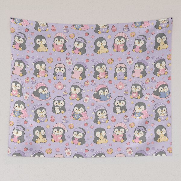 Item preview, Kawaii Penguin strawberry purple designed and sold by Soft Berry Studio.