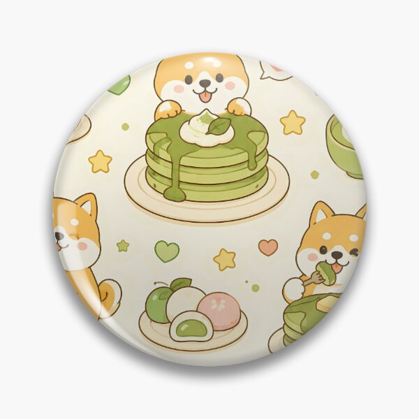 Item preview, Shiba Matcha Pancake Pattern designed and sold by Soft Berry Studio.