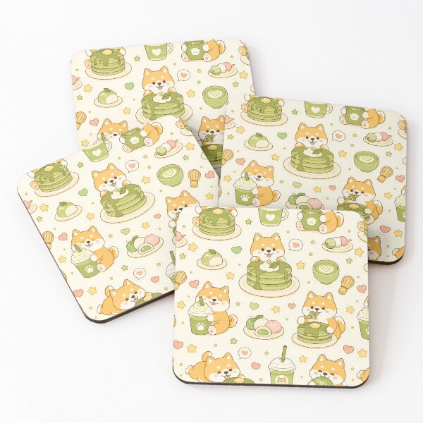 Item preview, Shiba Matcha Pancake Pattern designed and sold by Soft Berry Studio.