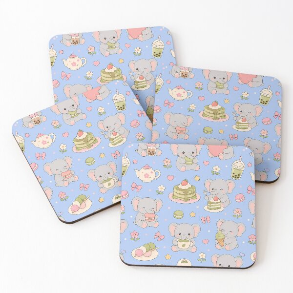 Item preview, Kawaii Elephant Sweet Coffee Pattern designed and sold by Soft Berry Studio.